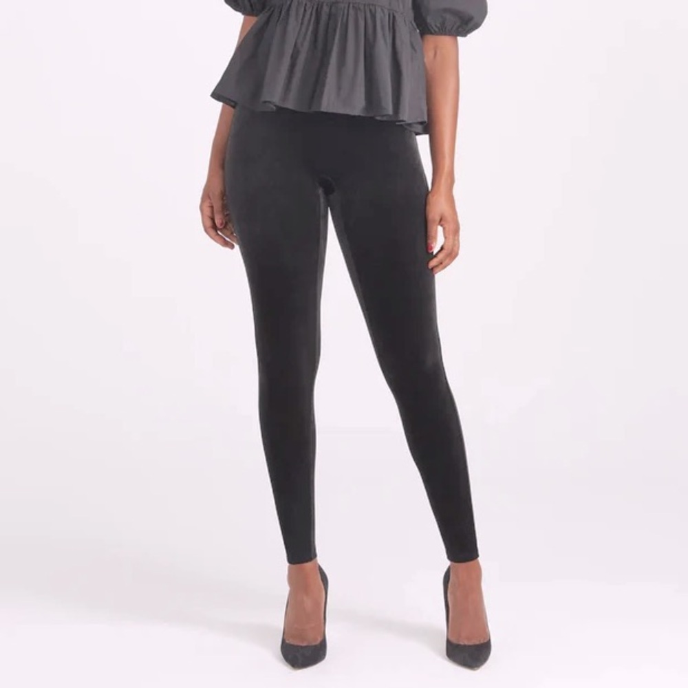 SPANX Velvet High-Waisted Shaping Leggings – Black | Size L | Style 2070